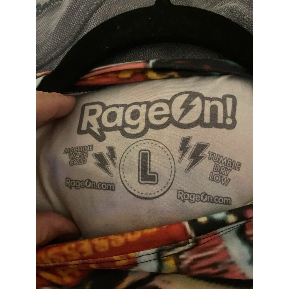 Rage On! Men's L Multicolor  Festival Print Crew Neck Short Sleeve T-Shirt